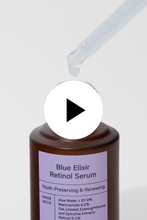 Load and play video in Gallery viewer, Meisani&#39;s Blue Elixir Retinol Serum being unboxed, against a pink background. Available for purchase at Sinless Skincare.
