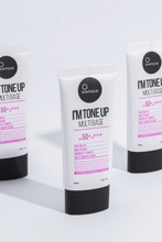 Load image into Gallery viewer, Three tubes of Suntique&#39;s I&#39;m Tone Up Multibase sunscreen standing in a triangle formation against a white background. Available for purchase at Sinless Skincare.
