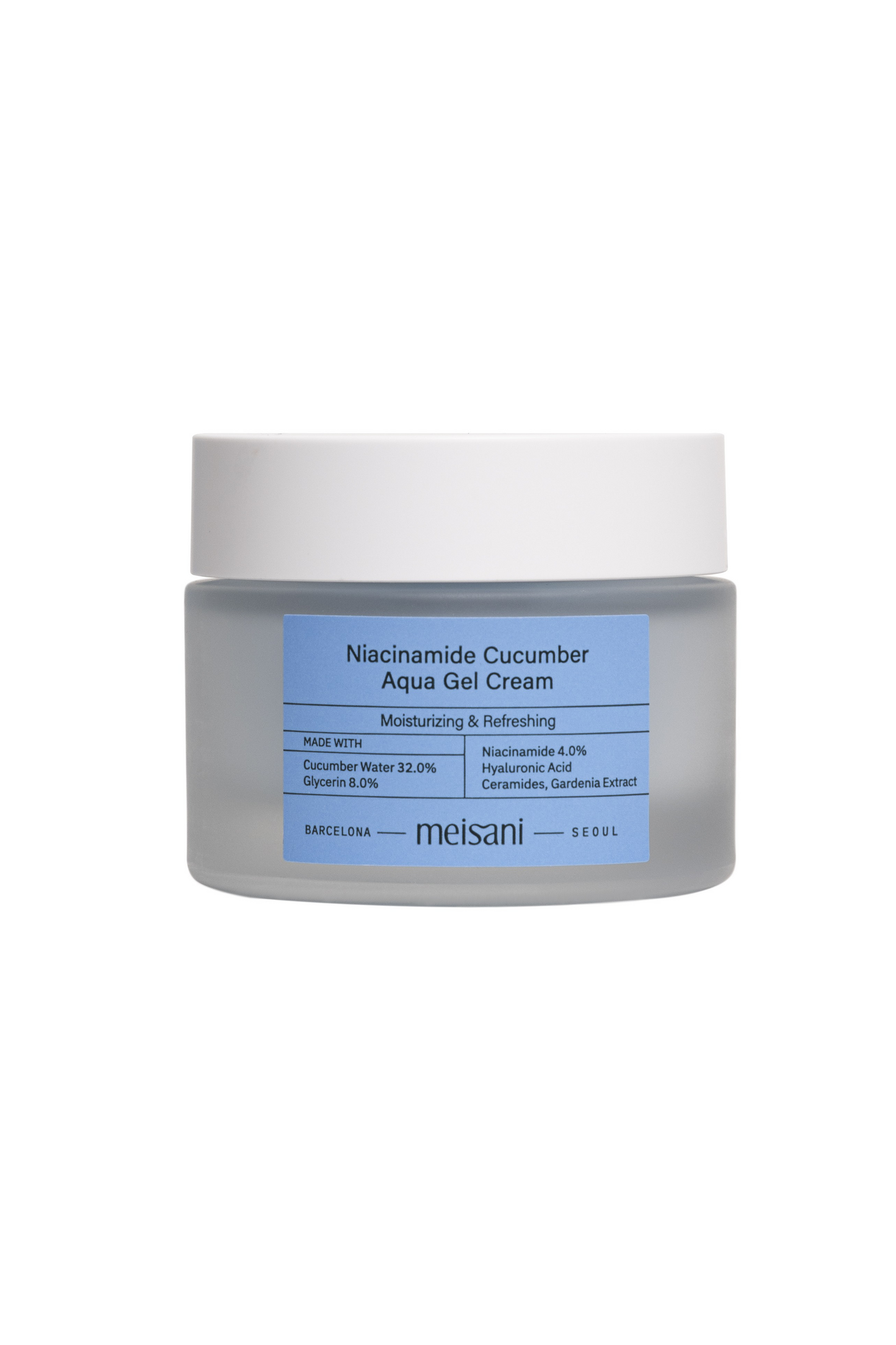 Meisani's Niacinamide Cucumber Aqua Gel Cream against a white background.