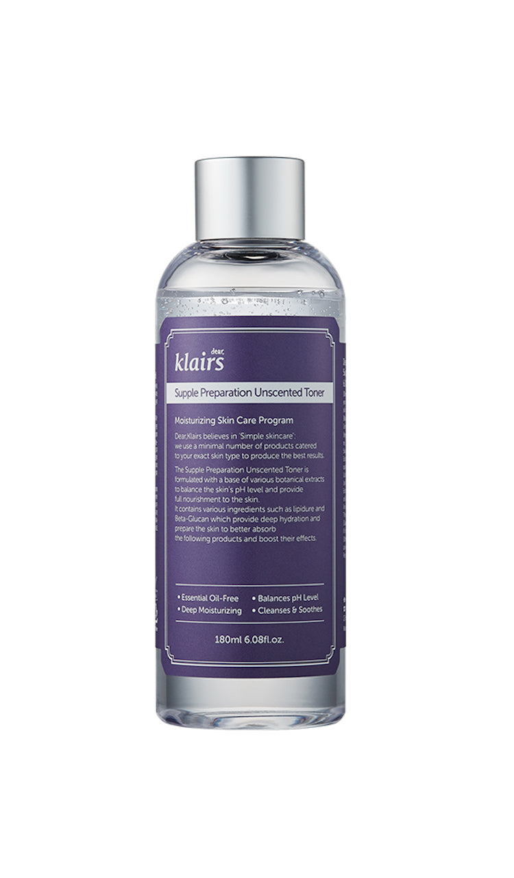 Klairs Supple Preparation Unscented Toner 180ml white background